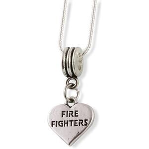 Fire Fighters on a Heart Snake Chain Necklace